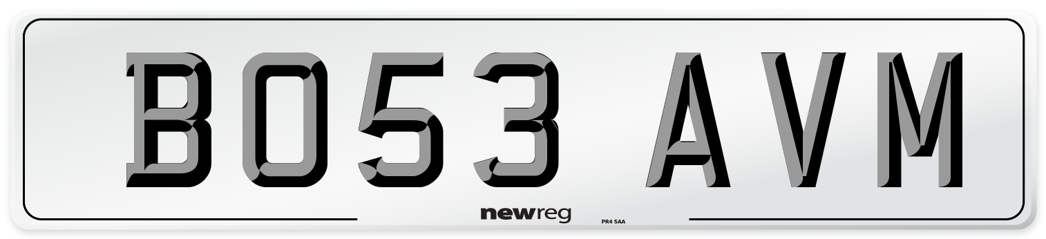 BO53 AVM Number Plate from New Reg